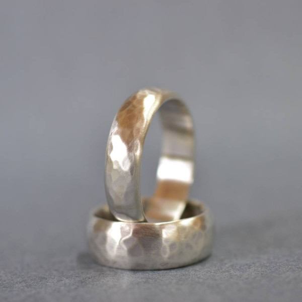 Handmade Silver Wedding Ring With Hammered Finish - The Name Jewellery™