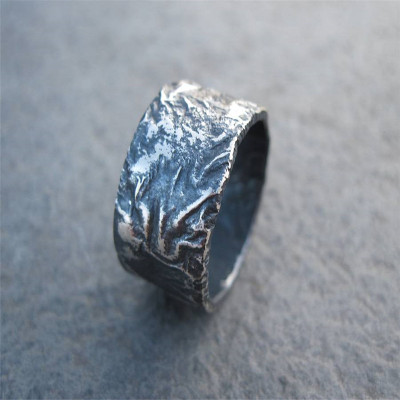 Sterling Silver Rocky Outcrop Broad Ring - The Name Jewellery™