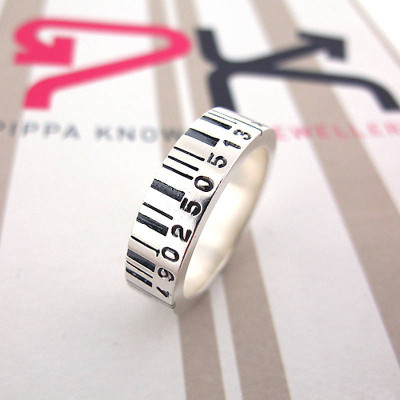 Medium Silver Barcode Ring - The Name Jewellery™