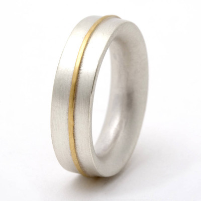 Medium Sterling Silver Ring With 18ct Gold Detail - The Name Jewellery™