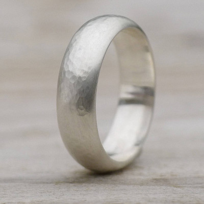 Mens Hammered Sterling Silver Ring - The Name Jewellery™