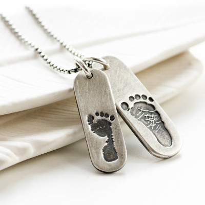 Mens Double Footprint Tag Necklace - The Name Jewellery™