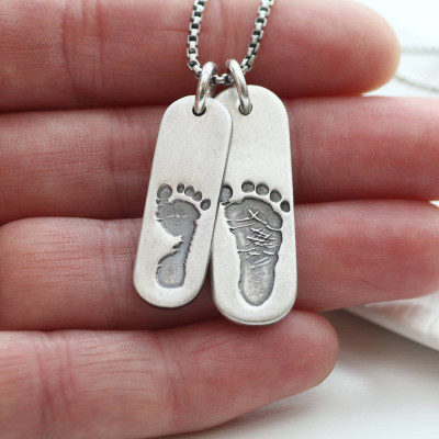 Mens Double Footprint Tag Necklace - The Name Jewellery™