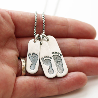 Mens Footprint Trio Tag Necklace - The Name Jewellery™