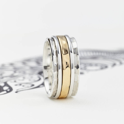 Mens Karma Bronze And Silver Spinning Ring - The Name Jewellery™
