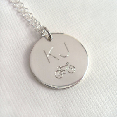 Mens Engraved Monogram Bike Necklace - The Name Jewellery™