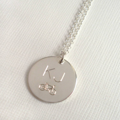 Mens Engraved Monogram Bike Necklace - The Name Jewellery™