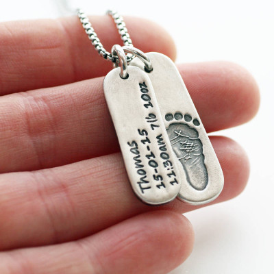 Mens Personalised Footprint Tag Necklace - The Name Jewellery™