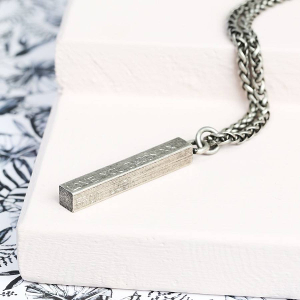 Mens Personalised Metal Bar Necklace - The Name Jewellery™