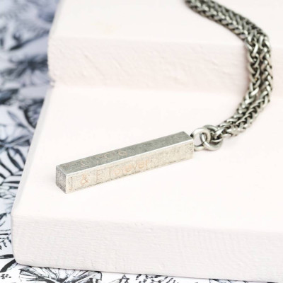 Mens Personalised Metal Bar Necklace - The Name Jewellery™