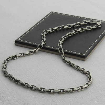 Mens Sterling Silver Anchor Chain Style Necklace - The Name Jewellery™