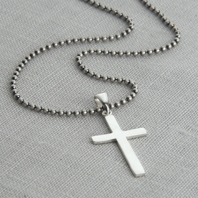 Mens Sterling Silver Cross And Chain - The Name Jewellery™