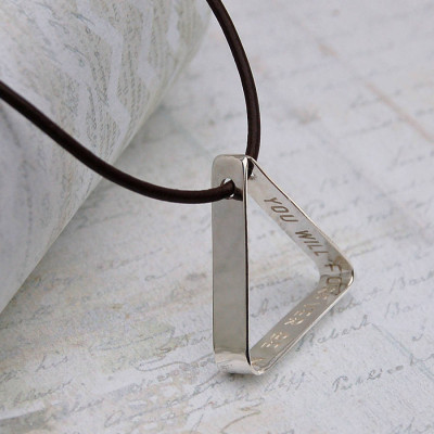 Mens Secret Message Silver Triangle Necklace - The Name Jewellery™