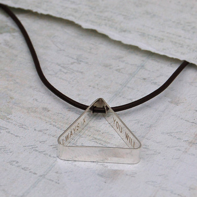 Mens Secret Message Silver Triangle Necklace - The Name Jewellery™