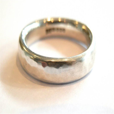 Mens Silver Hammered Ring - The Name Jewellery™