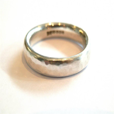 Mens Silver Hammered Ring - The Name Jewellery™