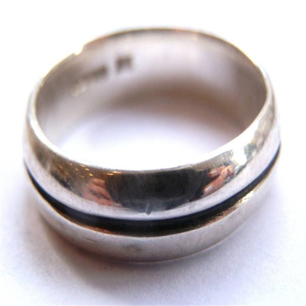Mens Silver Oxidized Band Ring - The Name Jewellery™