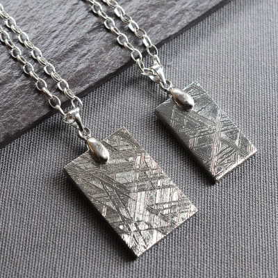 Meteorite And Silver Tag Necklace - The Name Jewellery™