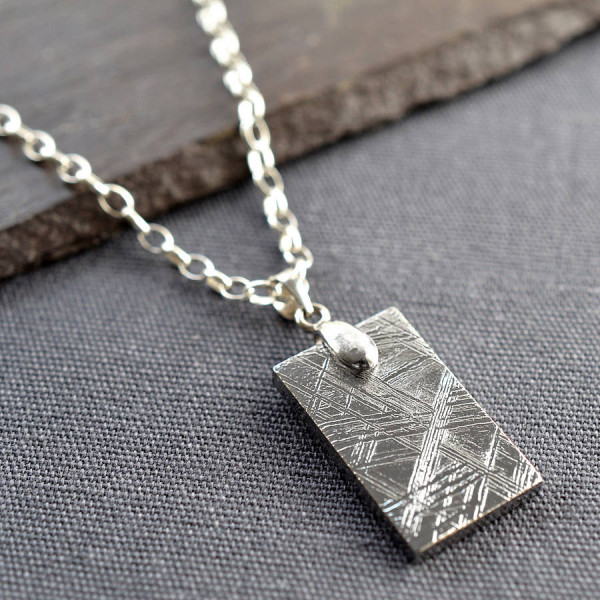 Meteorite And Silver Tag Necklace - The Name Jewellery™