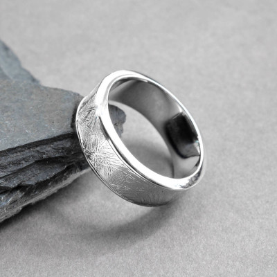 Meteorite Inlaid Silver Ring - The Name Jewellery™
