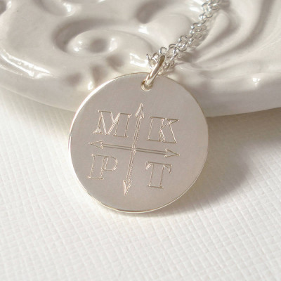 Engraved Monogram Arrows Necklace - The Name Jewellery™