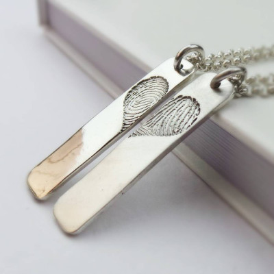 Pair Of Inked Fingerprint Heart Pendant Necklaces - The Name Jewellery™