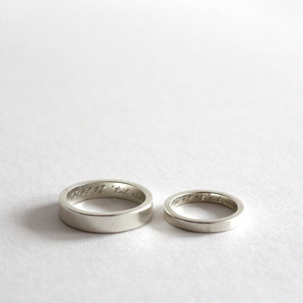 Pair Of Rings, Personalised Siver Bands - The Name Jewellery™