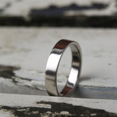 18ct White Gold Flat Wedding Band - The Name Jewellery™