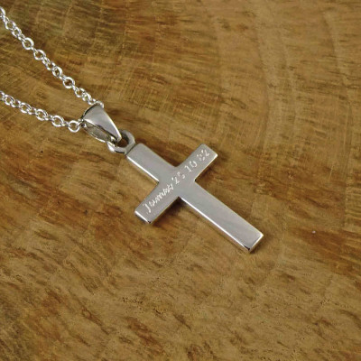 Personalised Mens Silver Cross Pendant - The Name Jewellery™