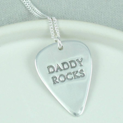 Personalised Mens Silver Plectrum Necklace - The Name Jewellery™