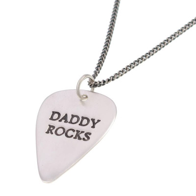 Personalised Mens Silver Plectrum Necklace - The Name Jewellery™