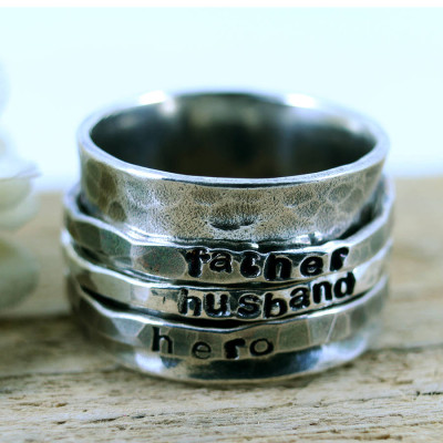 Personalised Mens Sterling Silver Spinner Ring - The Name Jewellery™