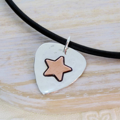 Personalised Silver And Copper Guitar Pick - The Name Jewellery™