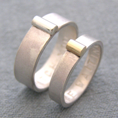 Personalised Silver And Gold His And Hers Rings - The Name Jewellery™