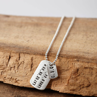 Personalised Silver Location Dog Tag Necklace - The Name Jewellery™