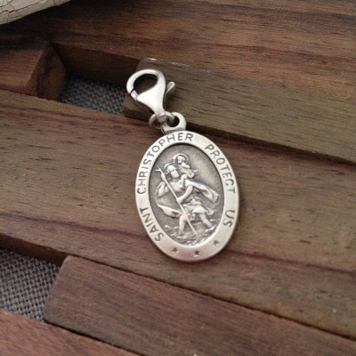 Personalised Silver St Christopher Charm - The Name Jewellery™