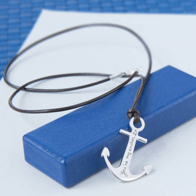 Mens Personalised Sterling Silver Anchor Necklace - The Name Jewellery™