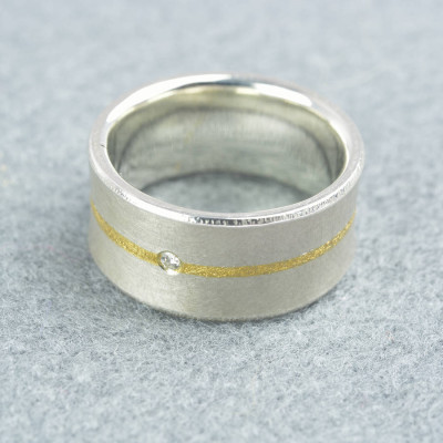 Silver And Fused Gold Diamond Ring - The Name Jewellery™