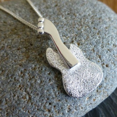 Silver Guitar Pendant And Chain - The Name Jewellery™