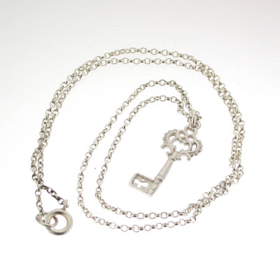 Silver Heritage Key Pendant With 18 Silver Chain - The Name Jewellery™