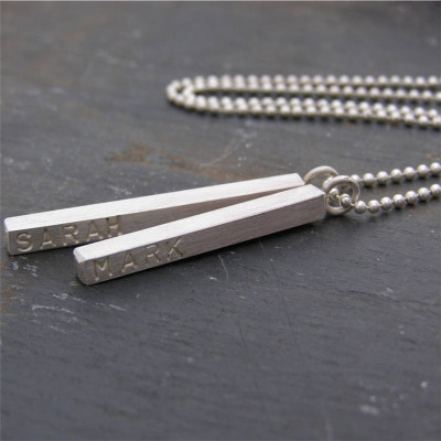 Silver Personalised Satin Mens Necklace - The Name Jewellery™