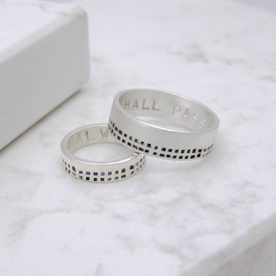 Silver Personalised Cubes His And Hers Rings - The Name Jewellery™