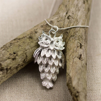 Silver Wise Owl Pendant - The Name Jewellery™
