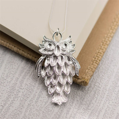 Silver Wise Owl Pendant - The Name Jewellery™