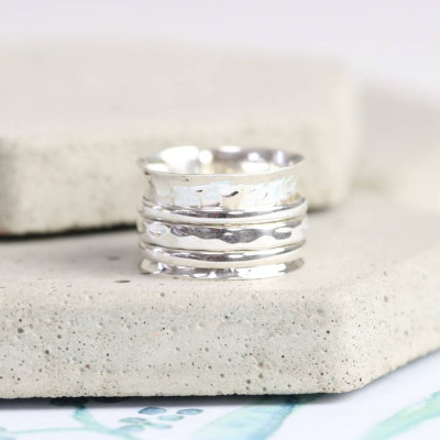Sterling Silver Hammered Effect Spinning Ring - The Name Jewellery™