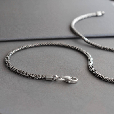 Sterling Silver Oval Snake Necklace - The Name Jewellery™
