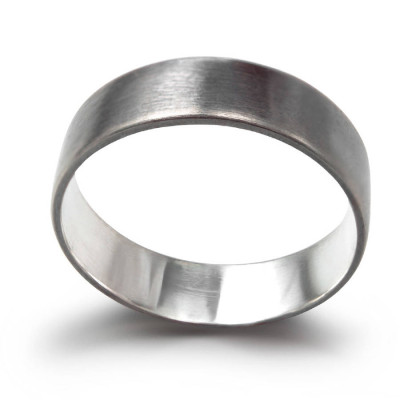 Sterling Silver Oxidized Flat Wedding Band Ring - The Name Jewellery™