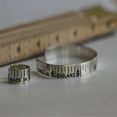 Etched Silver Vintage Style Tape Measure Ring - The Name Jewellery™