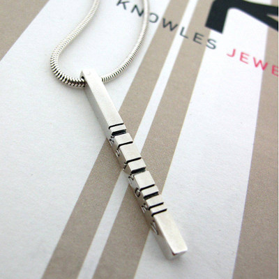 Thin Silver Barcode Pendant - The Name Jewellery™