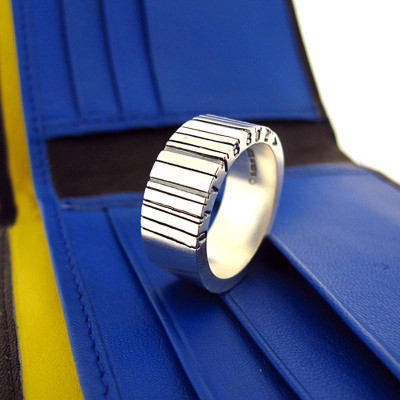 Wide Silver Barcode Ring - The Name Jewellery™